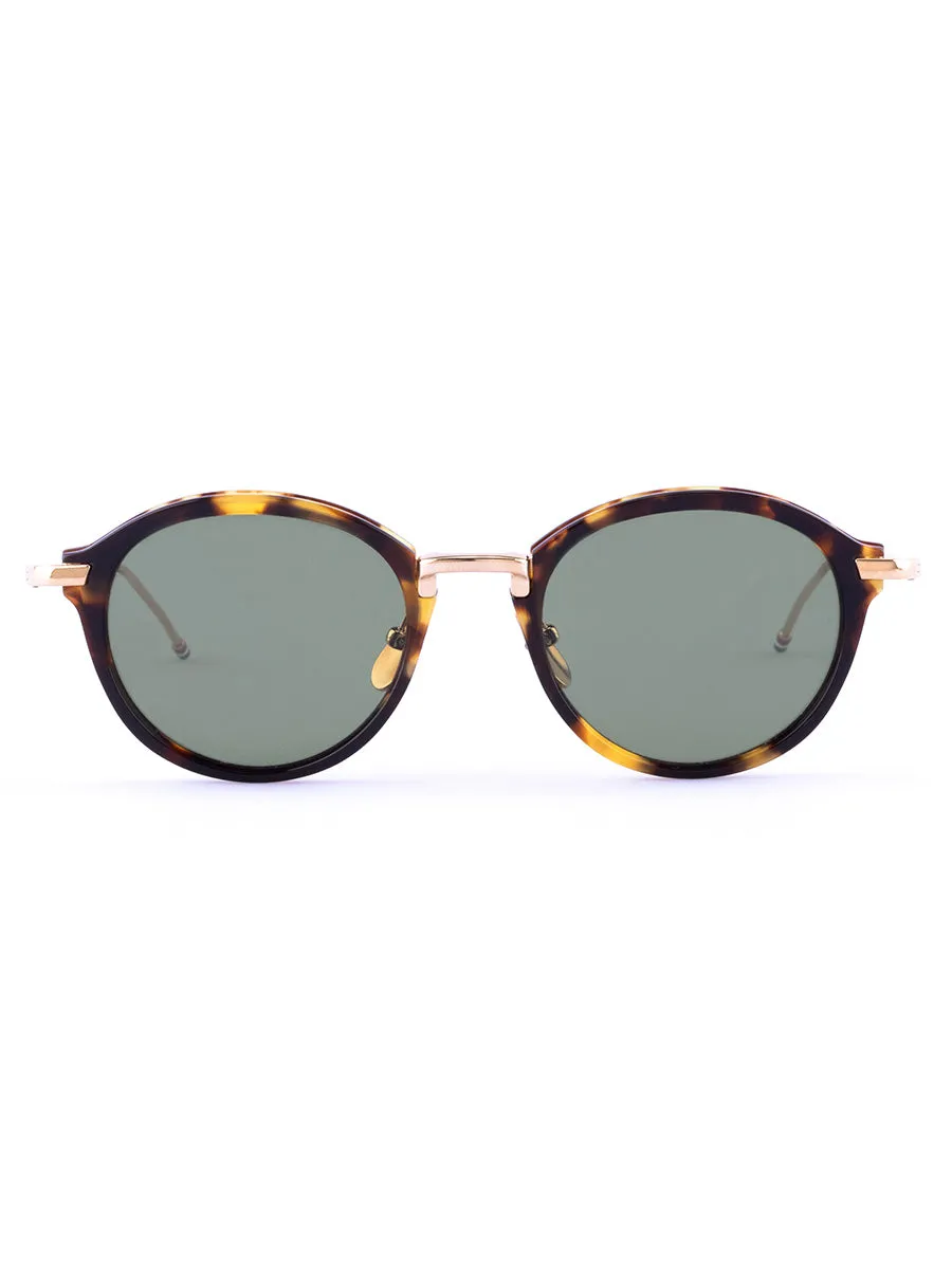 011A-215 Honey Tortoise 12K Gold Plated Round Sunglasses