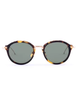 011A-215 Honey Tortoise 12K Gold Plated Round Sunglasses
