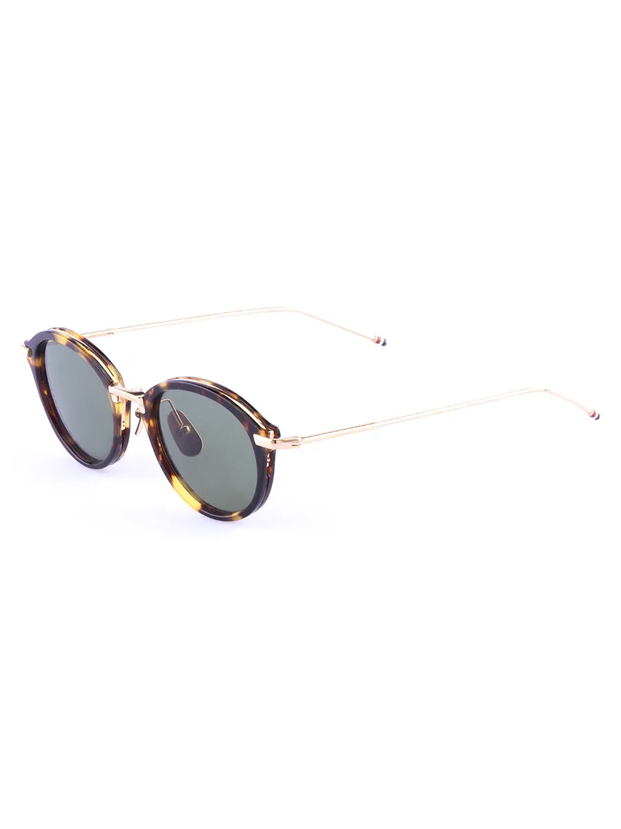 011A-215 Honey Tortoise 12K Gold Plated Round Sunglasses