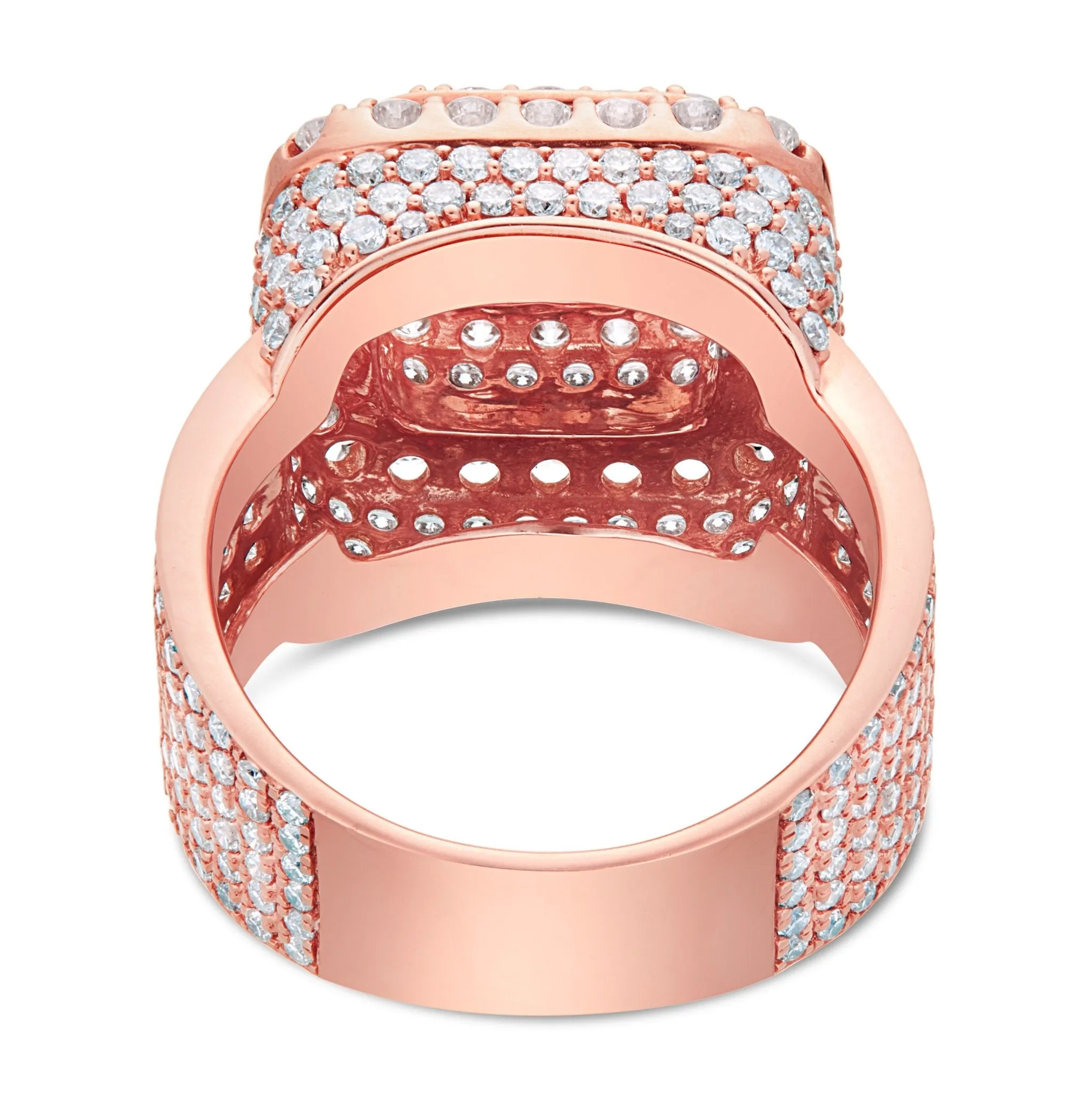 10K Rose Gold 5.47ct Diamond Bilevel Square Statement Ring