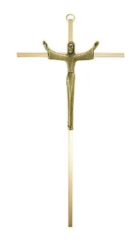 10" Gold Plated Cross with Antique Gold Finish Risen Christ