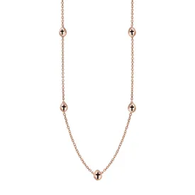 18ct Rose Gold Whitby Jet Cross Link Disc Chain Necklace