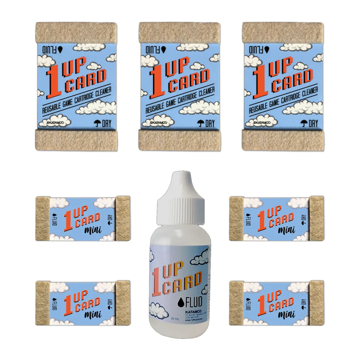 1UPcard™ Video Game Cartridge Cleaning Kit - Multi-Size Kit with Fluid (save 15%)