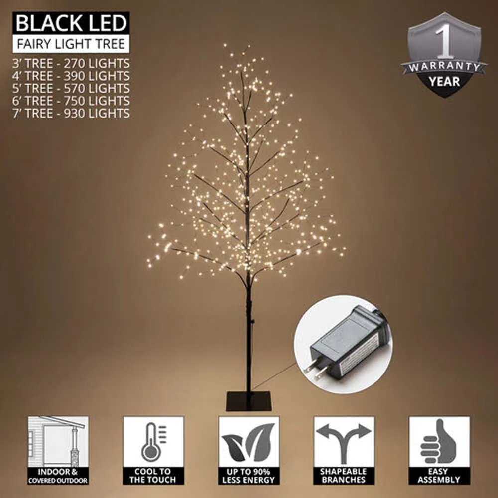 3-ft. Black Fairy Light Tree, Warm White LED