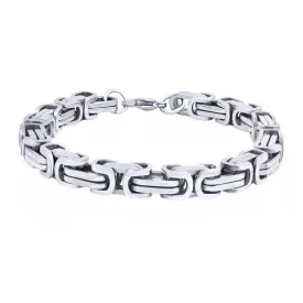 316L Stainless Steel 3D Byzantine Silver Plated S Bracelet For Men
