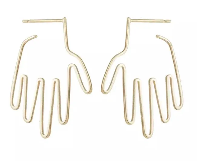 A. Hand shaped earrings/silhouette style/hand therapy jewelry