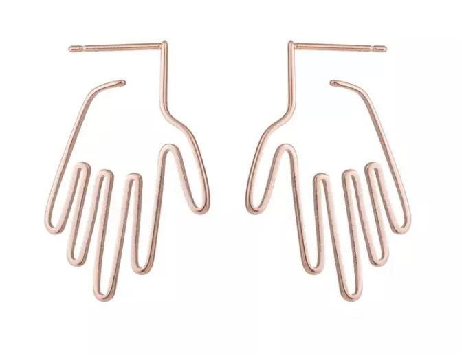 A. Hand shaped earrings/silhouette style/hand therapy jewelry