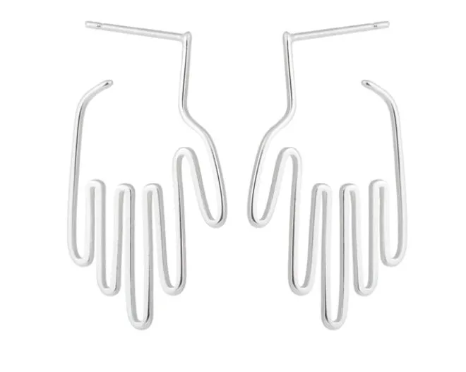 A. Hand shaped earrings/silhouette style/hand therapy jewelry