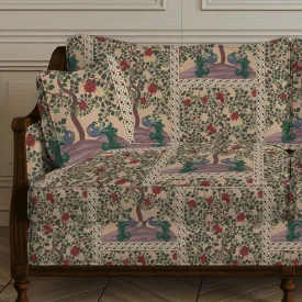 Aakriti Indian Sofa and Chairs Upholstery Fabric Beige & Red