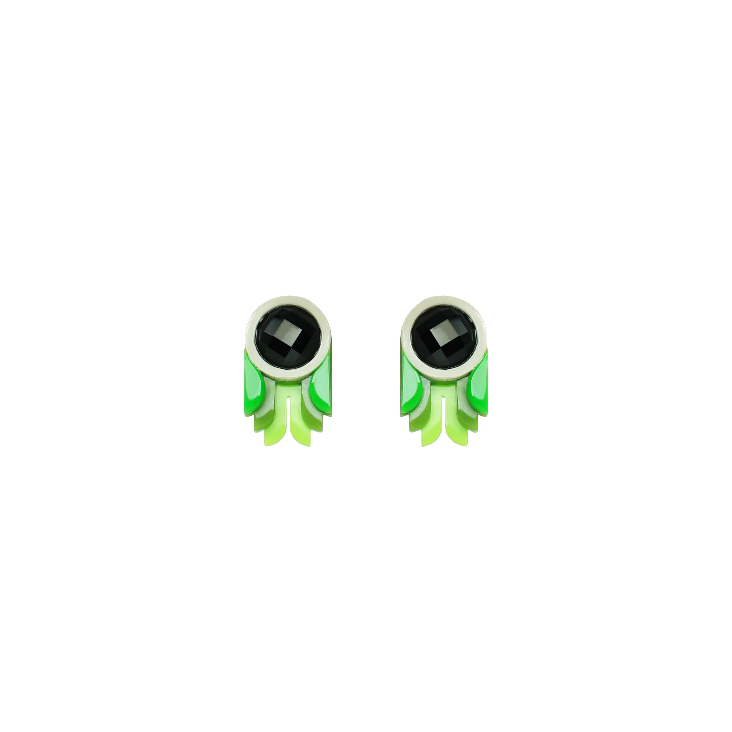 Acrylic Small Lilium Earring in green by Gissa Bicalho