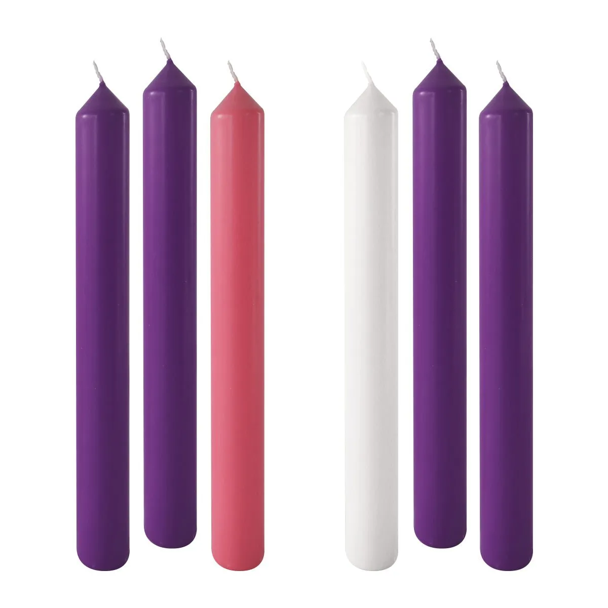 Advent Candles - 4 Purple, 1 Pink & 1 White