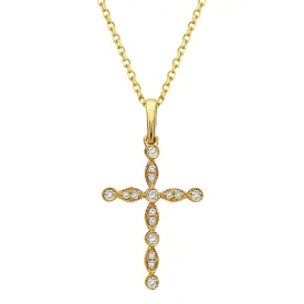 Alternating Marquise and Round Design Diamond Cross Pendant