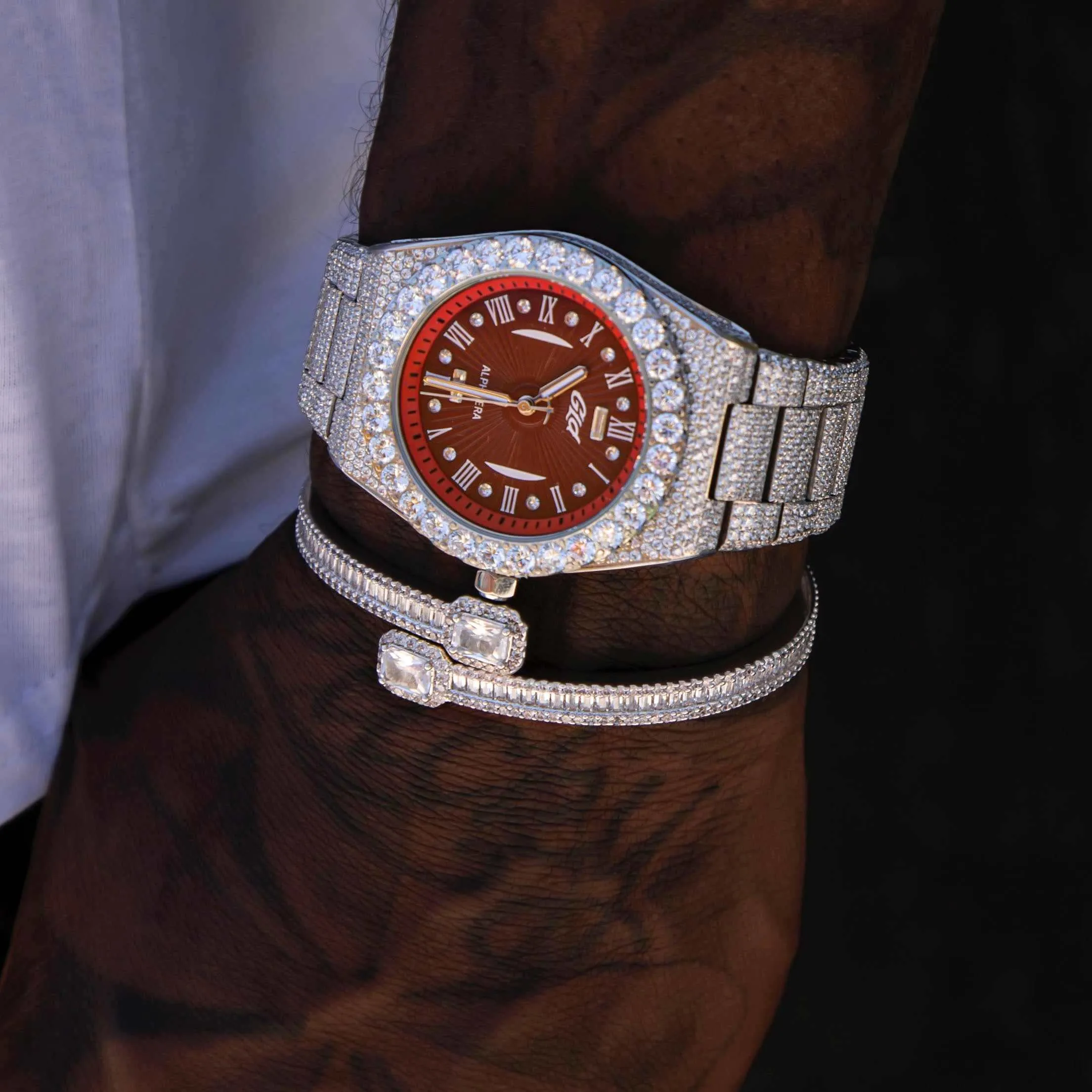 Baguette Clip Bracelet in White Gold