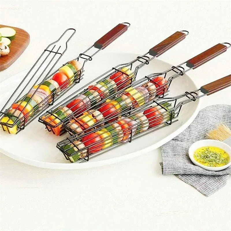 Barbecue cylindrique en acier inoxydable T1, 20cm/30cm, pour l&#39;extérieur, panier de cuisson pour famille, camping, pique-nique