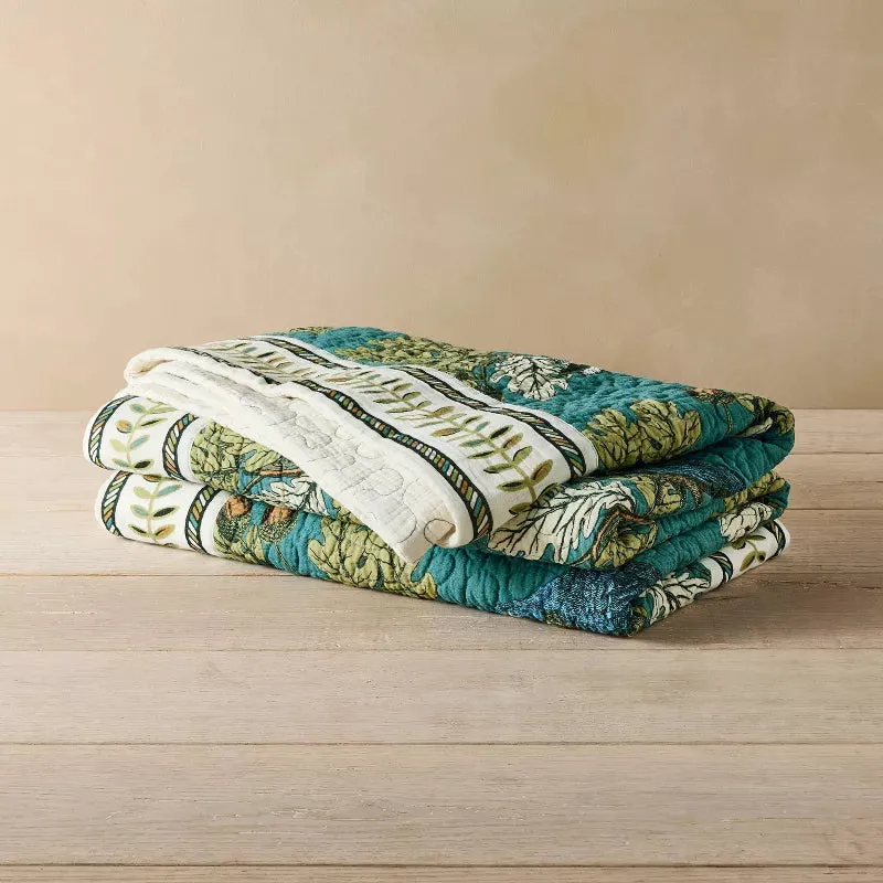Birds and Acorns Quilted Throw Blanket - John Derian Company
