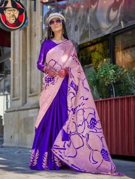 Blush Print Satin Crape Saree