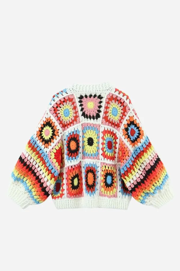 Boho Floral Knitted Cardigan