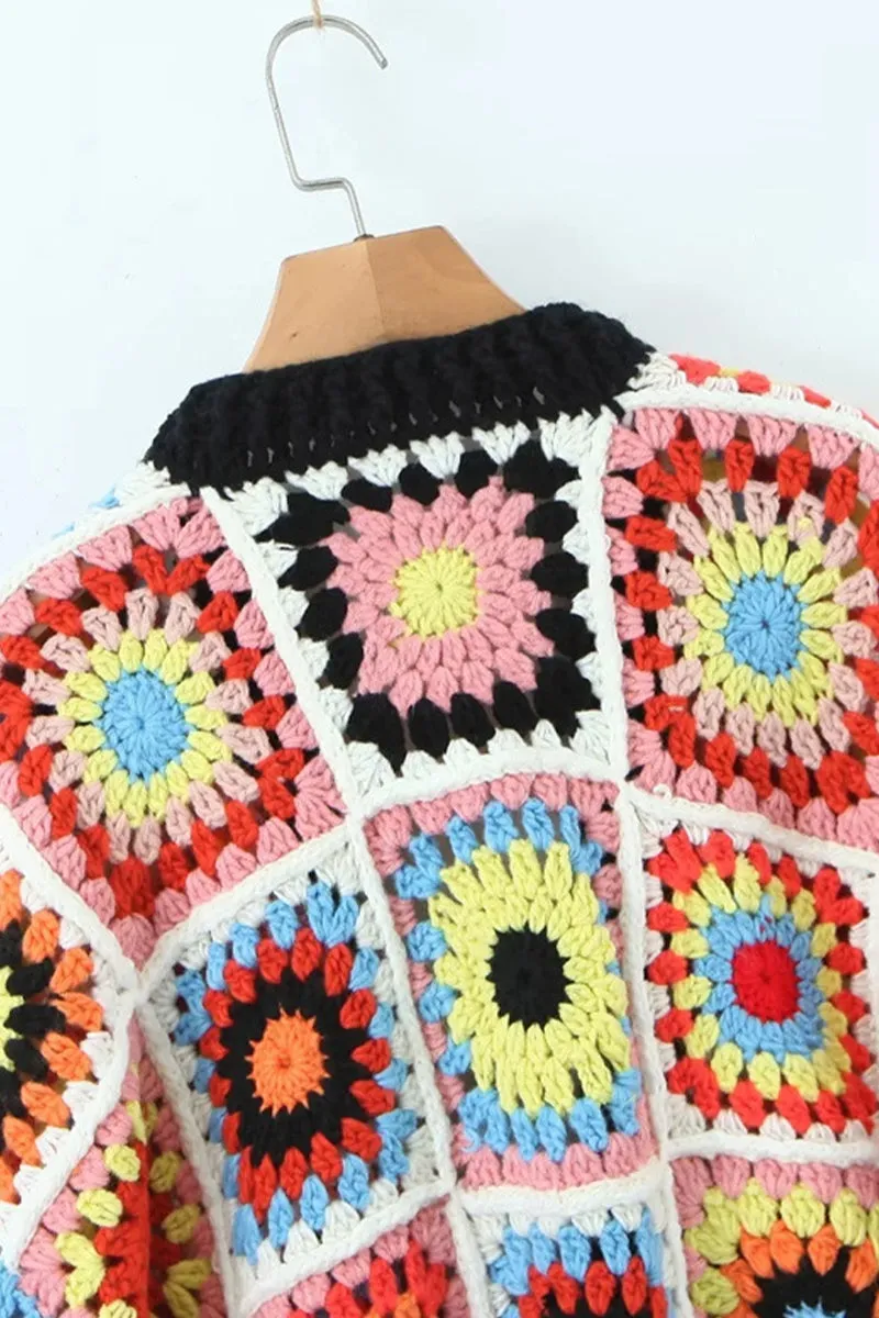 Boho Floral Knitted Cardigan