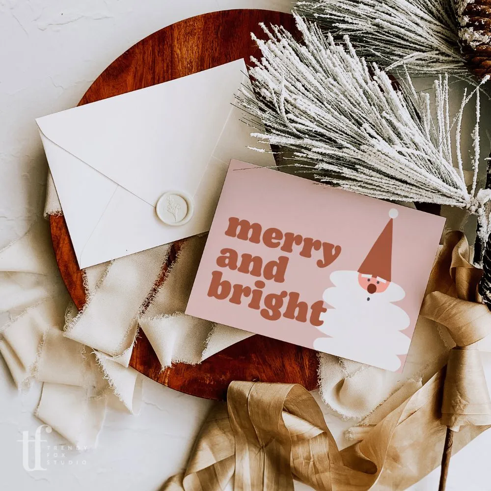 Boho Santa Christmas Business Thank You Card Canva Template