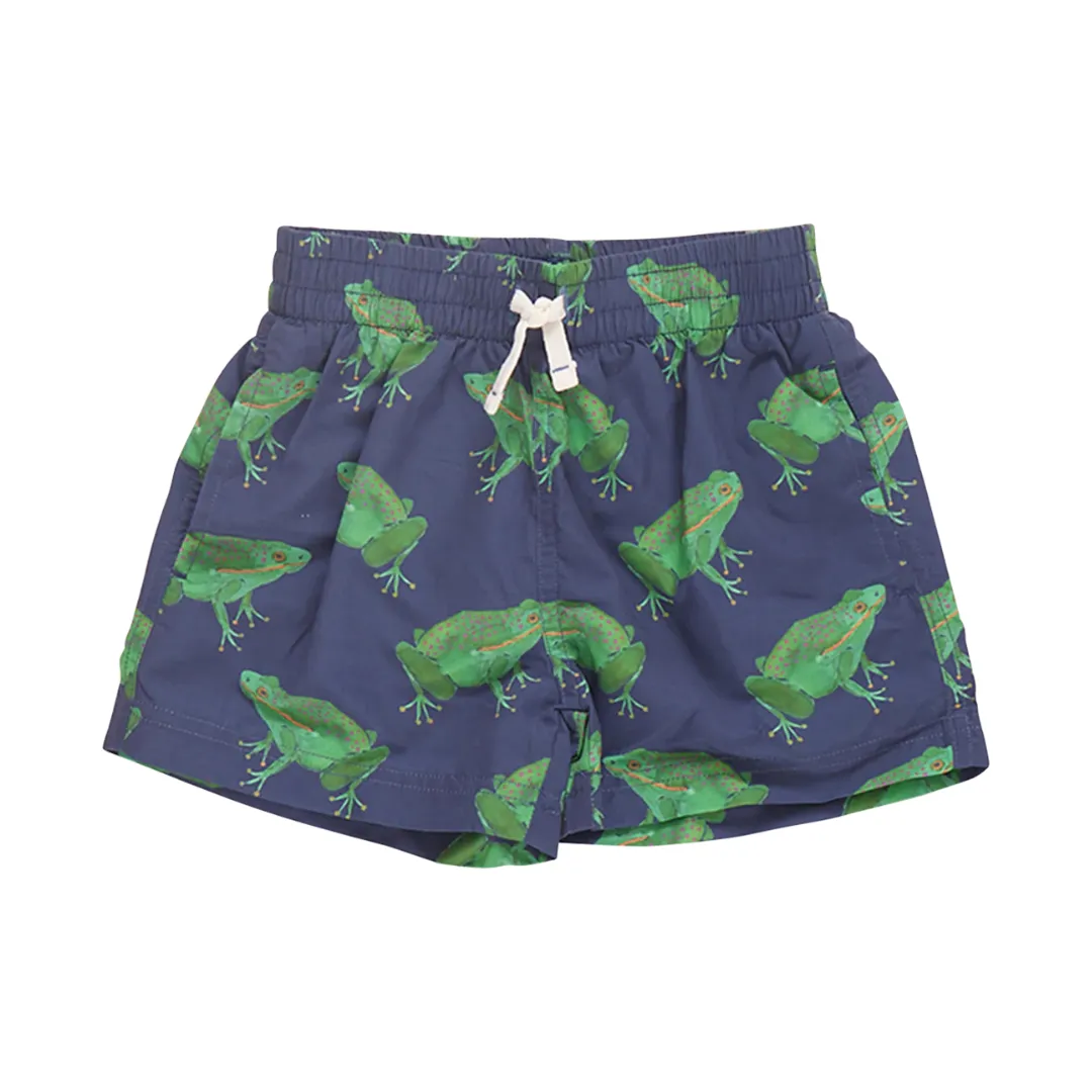 Boys Swim Trunk - Navy Frogs by Pink Chicken
