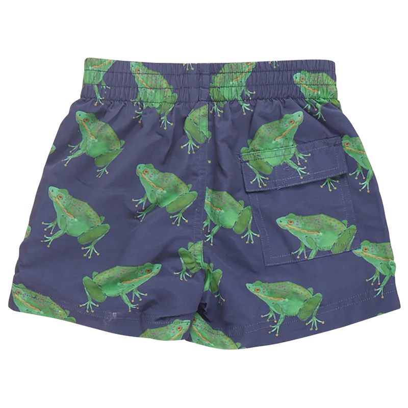 Boys Swim Trunk - Navy Frogs by Pink Chicken