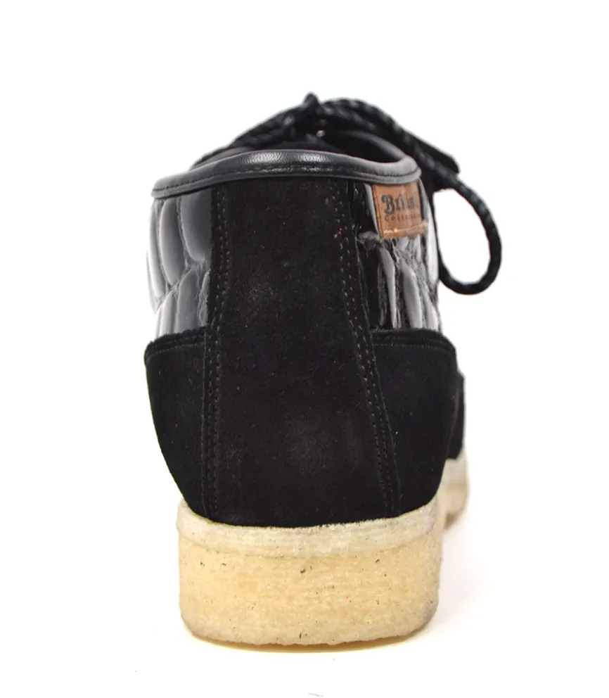British Collection Knicks Suede and Croc Lace Up Shoe with Crepe Sole - Croc Pattern & Suede - Handmade - Available in Black, Navy, Burgundy