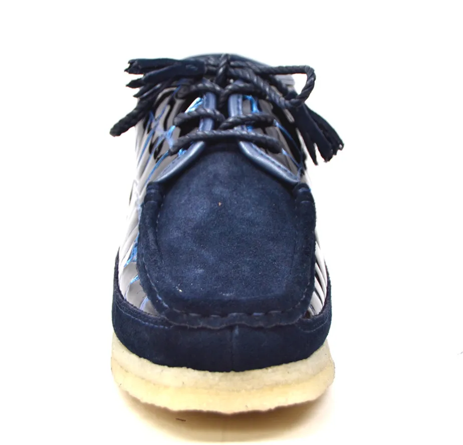 British Collection Knicks Suede and Croc Lace Up Shoe with Crepe Sole - Croc Pattern & Suede - Handmade - Available in Black, Navy, Burgundy