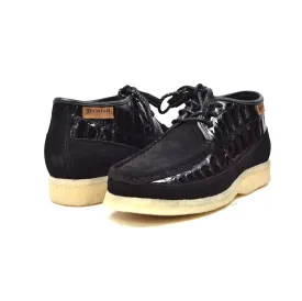 British Collection Knicks Suede and Croc Lace Up Shoe with Crepe Sole - Croc Pattern & Suede - Handmade - Available in Black, Navy, Burgundy