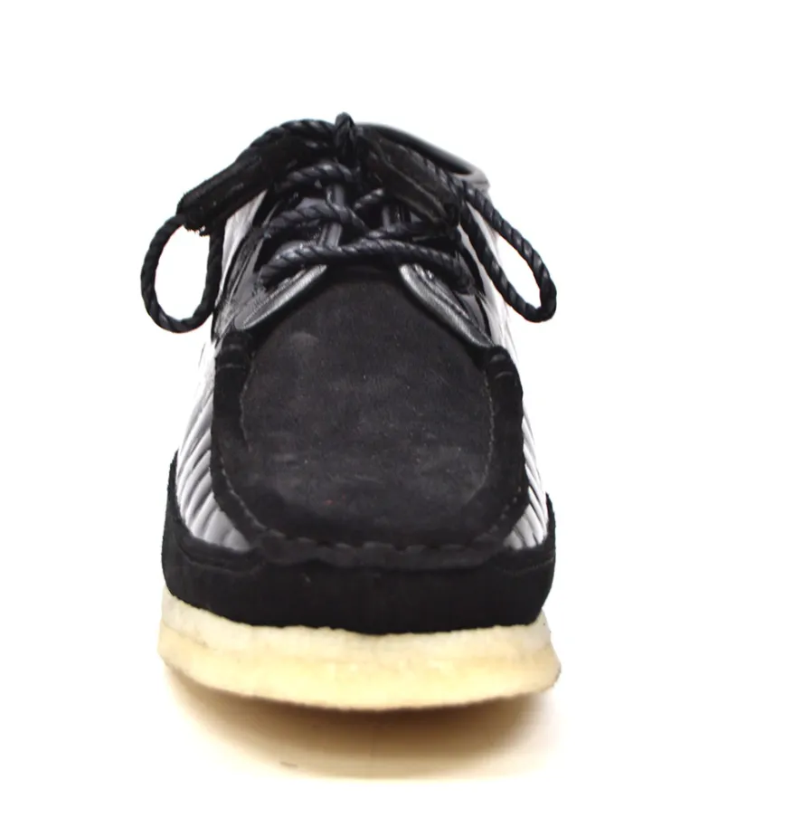 British Collection Knicks Suede and Croc Lace Up Shoe with Crepe Sole - Croc Pattern & Suede - Handmade - Available in Black, Navy, Burgundy