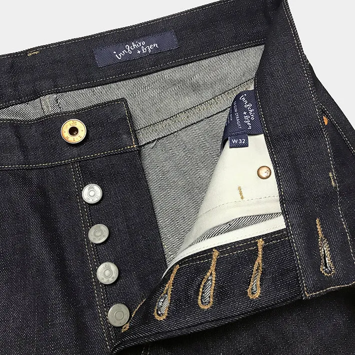BZEN X @INN8CHIRO COLLABORATION S9 SLIM STRAIGHT- 13.5oz- RAW SELVEDGE- INDIGO