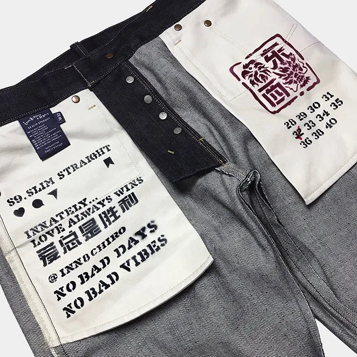 BZEN X @INN8CHIRO COLLABORATION S9 SLIM STRAIGHT- 13.5oz- RAW SELVEDGE- INDIGO