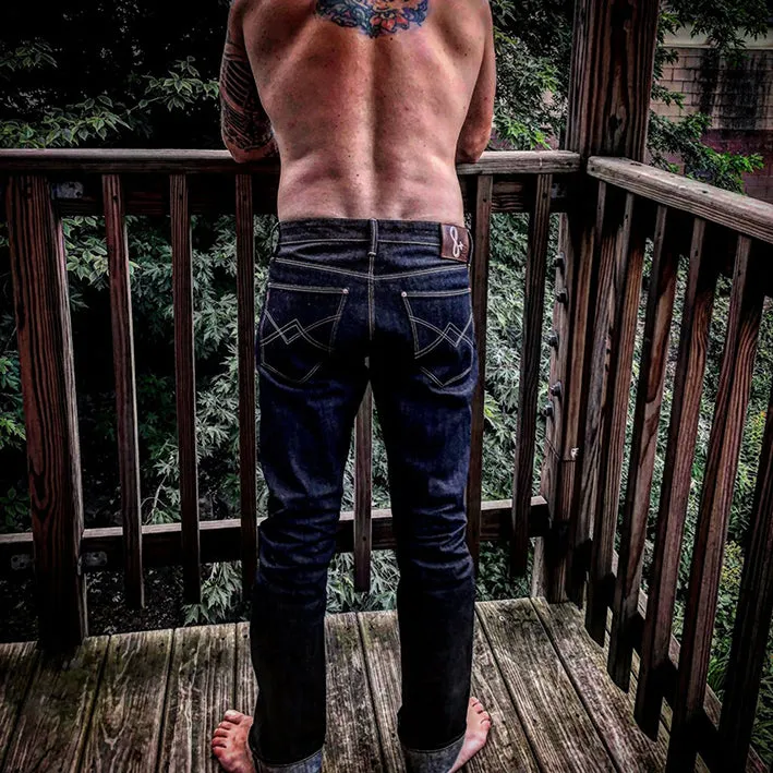 BZEN X @INN8CHIRO COLLABORATION S9 SLIM STRAIGHT- 13.5oz- RAW SELVEDGE- INDIGO