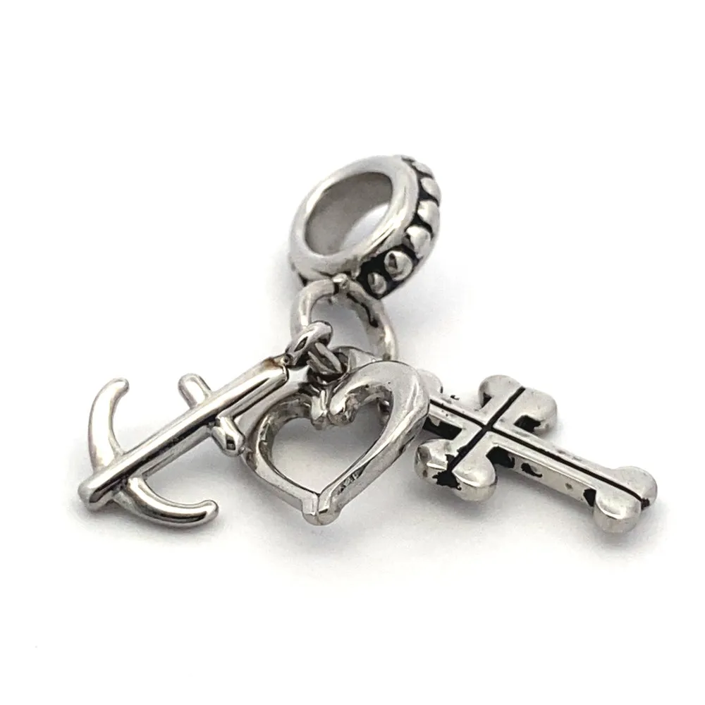 Cross, Anchor and Heart Charm