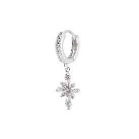 Cross Spark Silver Single Earring