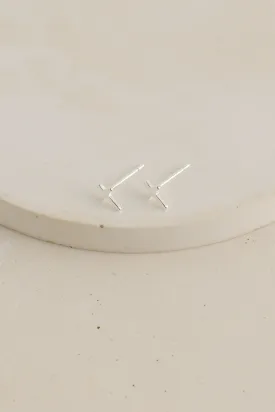 Cross Stud Earrings Silver