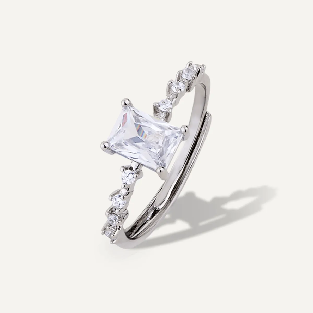 Cubic Zirconia & Crystal Kylie Ring In Silver-Tone