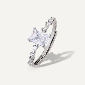 Cubic Zirconia & Crystal Kylie Ring In Silver-Tone