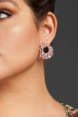 Curveins Pink Crystal Waterdrop Earrings