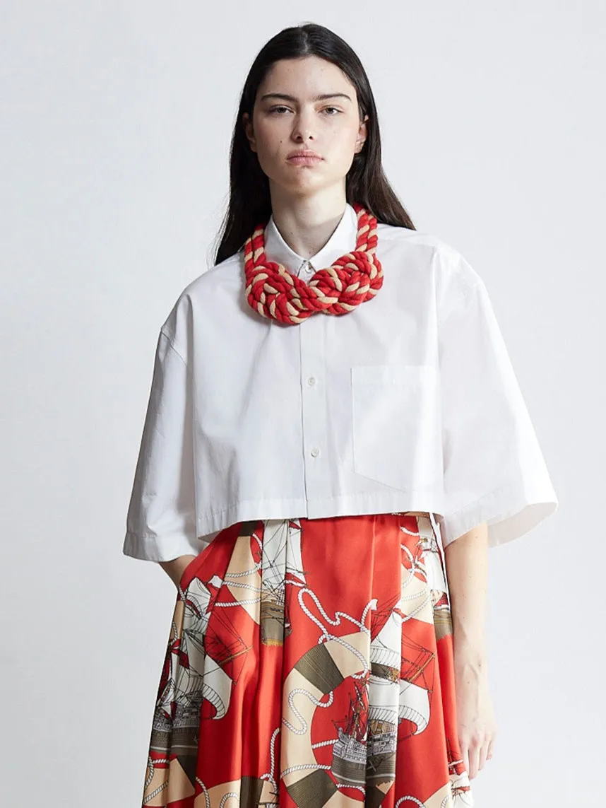 double cross necklace - red/creme