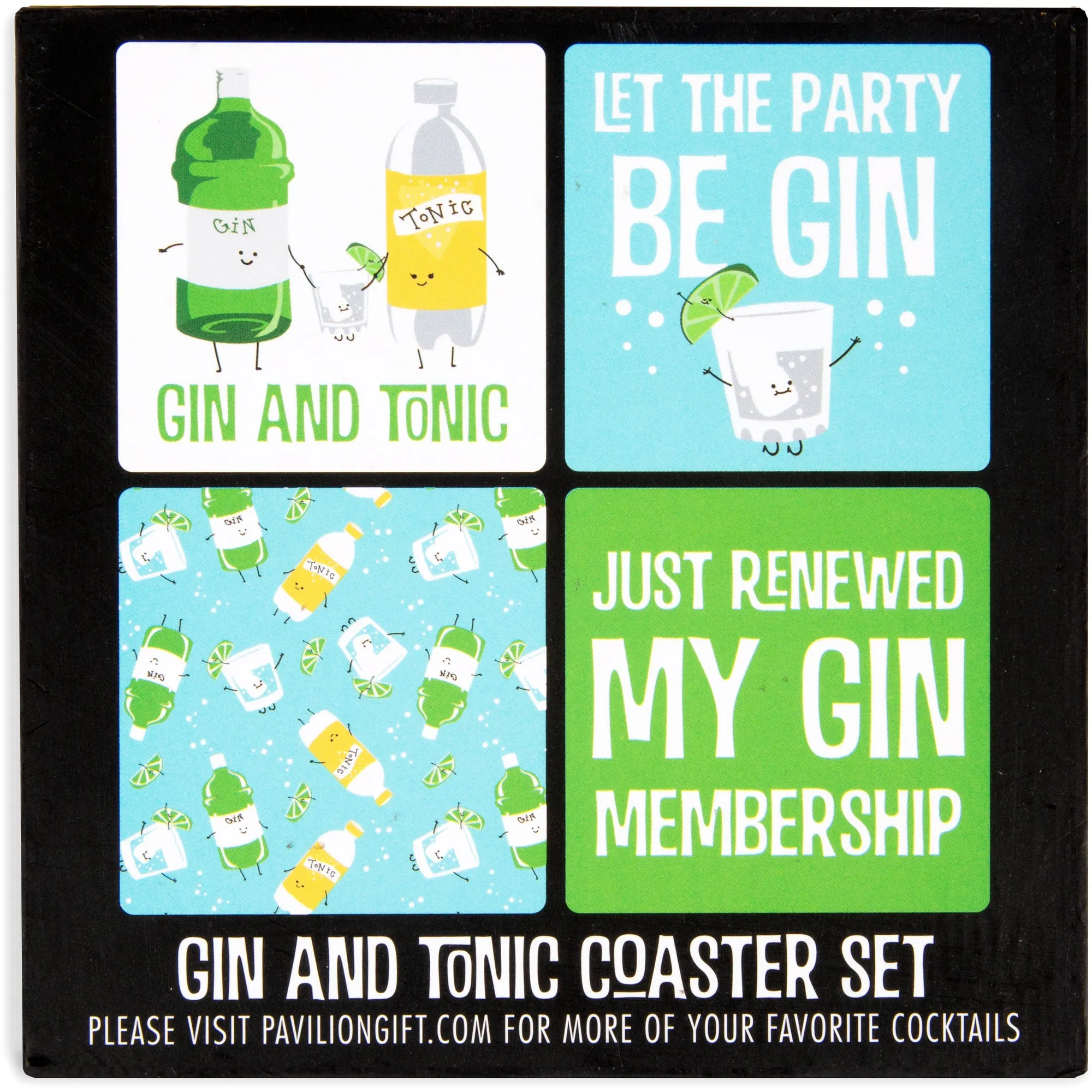 Gin & Tonic 4" Coaster Set with Box (4 Piece)