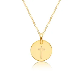Gold Engravable Cross Necklace