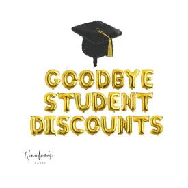 Graduation Party Decorations, Goodbye Student Discounts Balloon Banner, Graduation Balloons