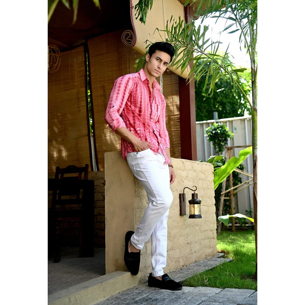 Hatheli Pink Hand Dyed Shibhori Cotton Shirt