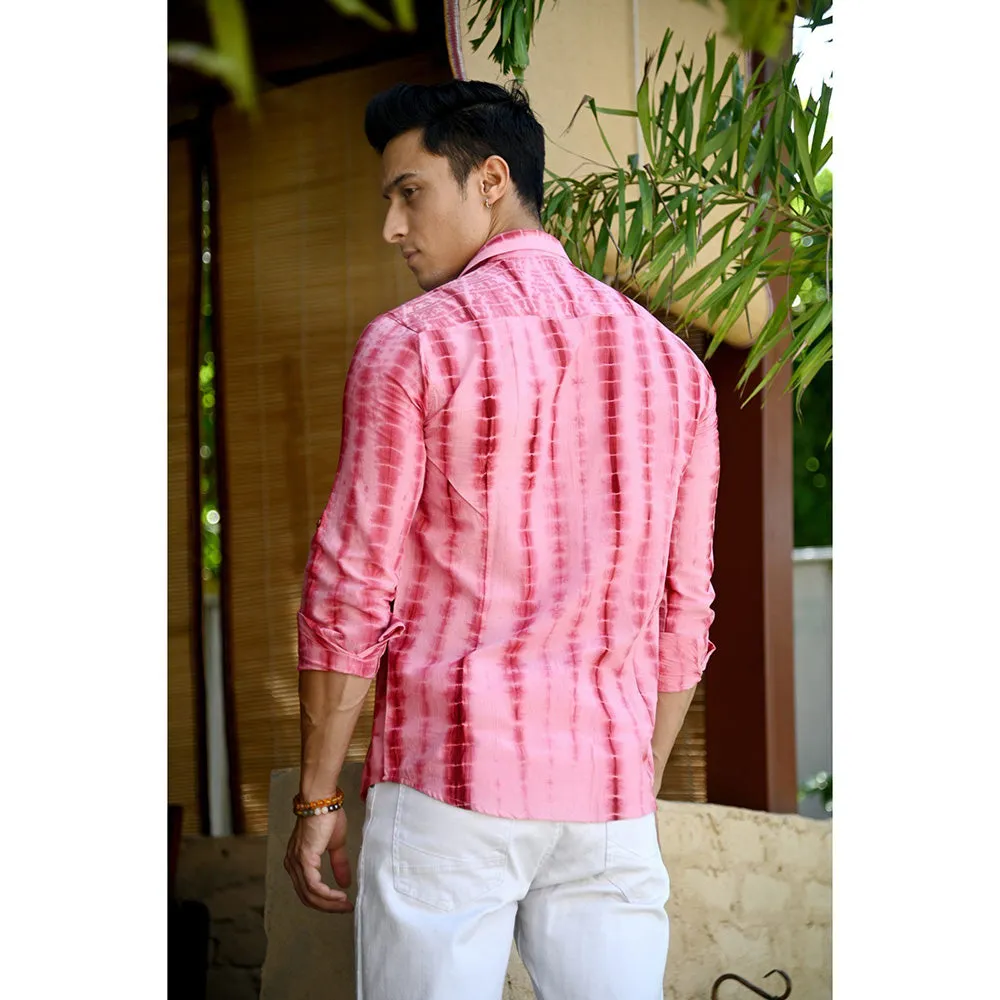 Hatheli Pink Hand Dyed Shibhori Cotton Shirt