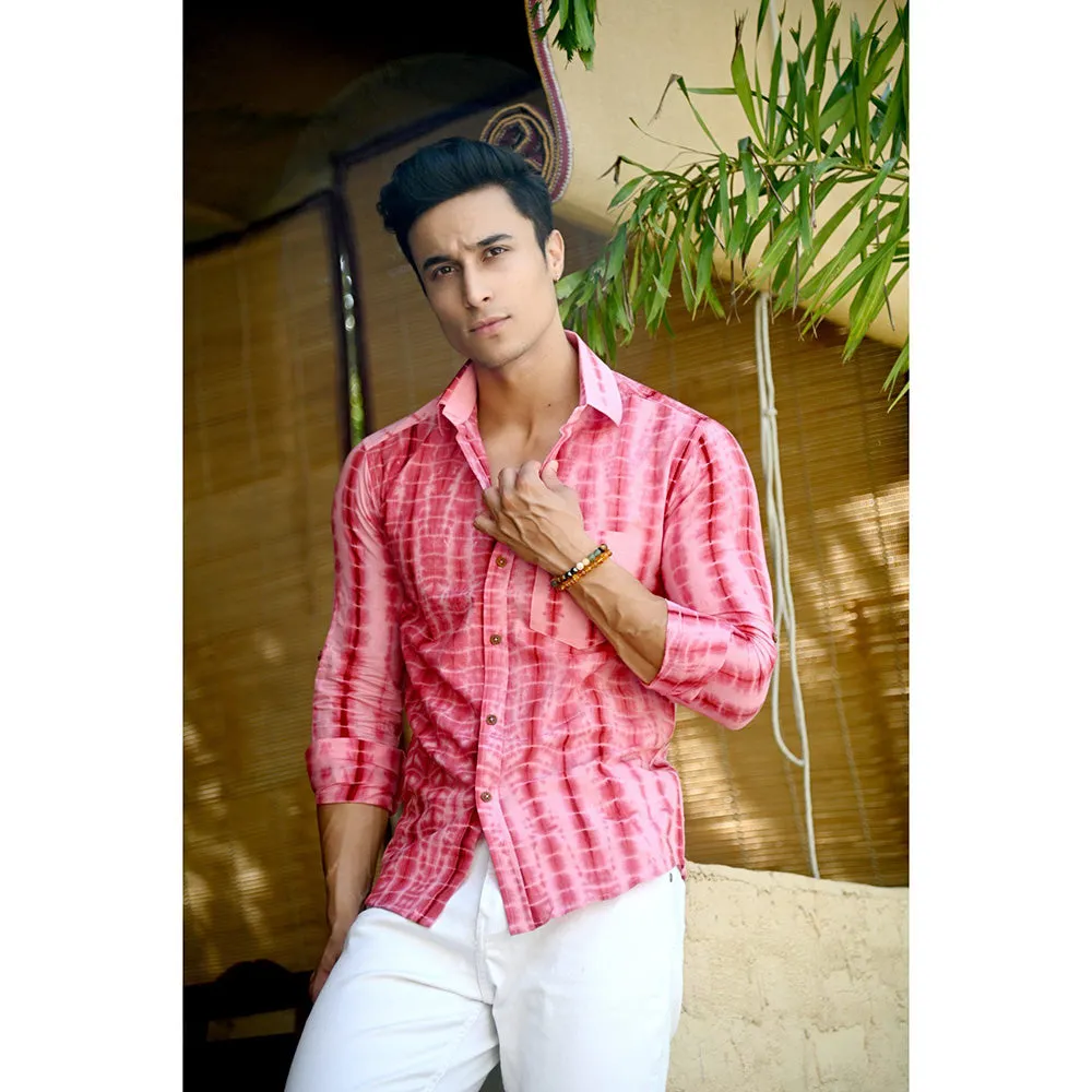 Hatheli Pink Hand Dyed Shibhori Cotton Shirt
