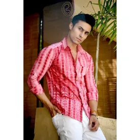 Hatheli Pink Hand Dyed Shibhori Cotton Shirt