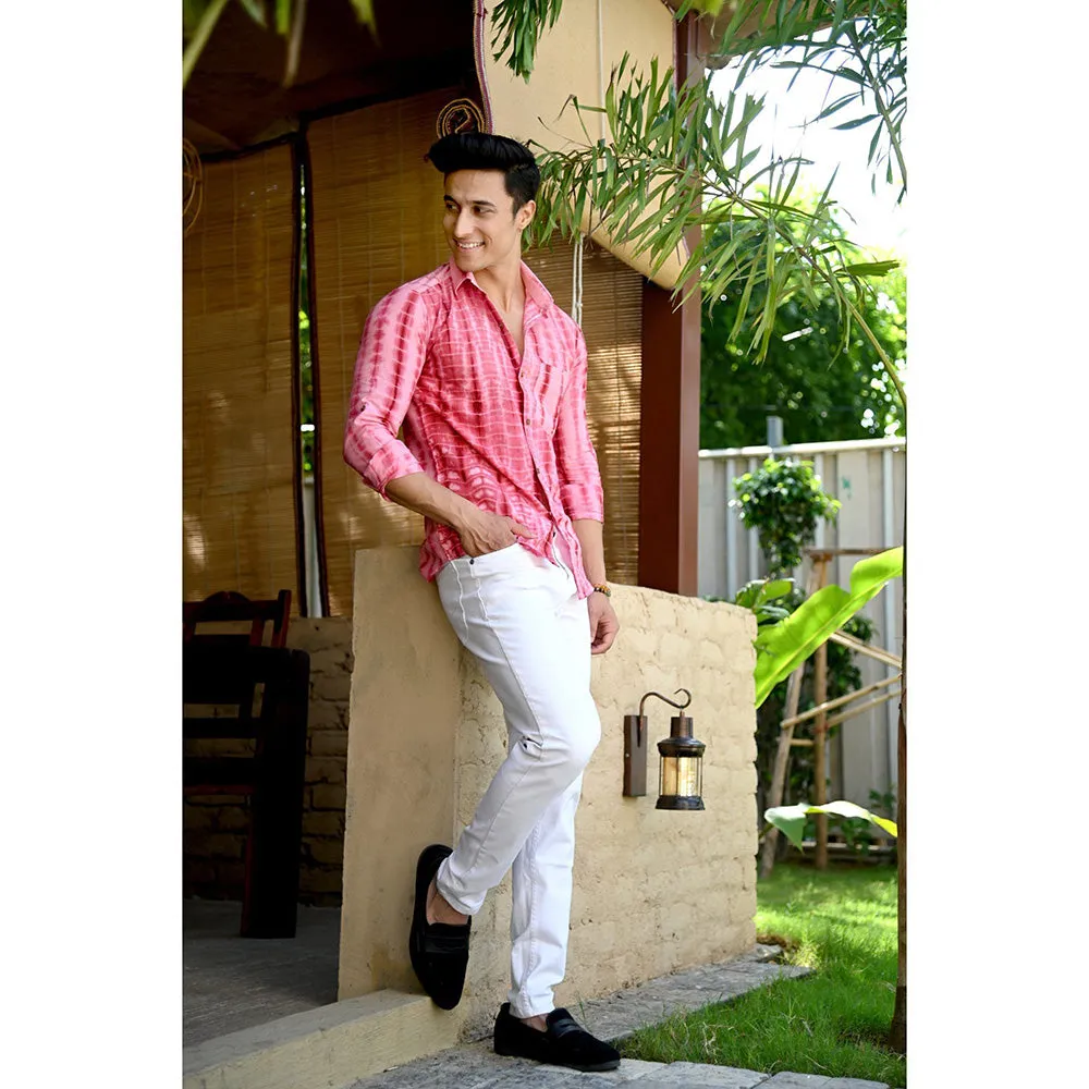 Hatheli Pink Hand Dyed Shibhori Cotton Shirt