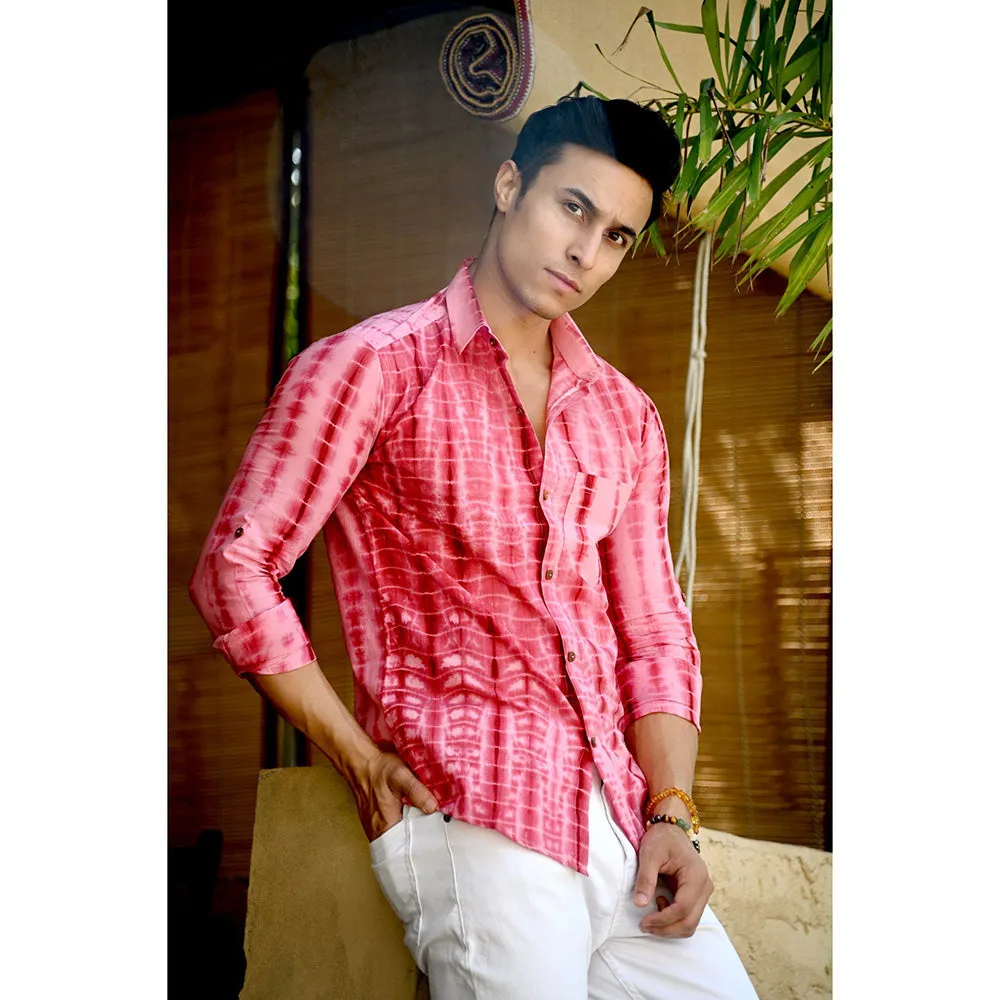 Hatheli Pink Hand Dyed Shibhori Cotton Shirt