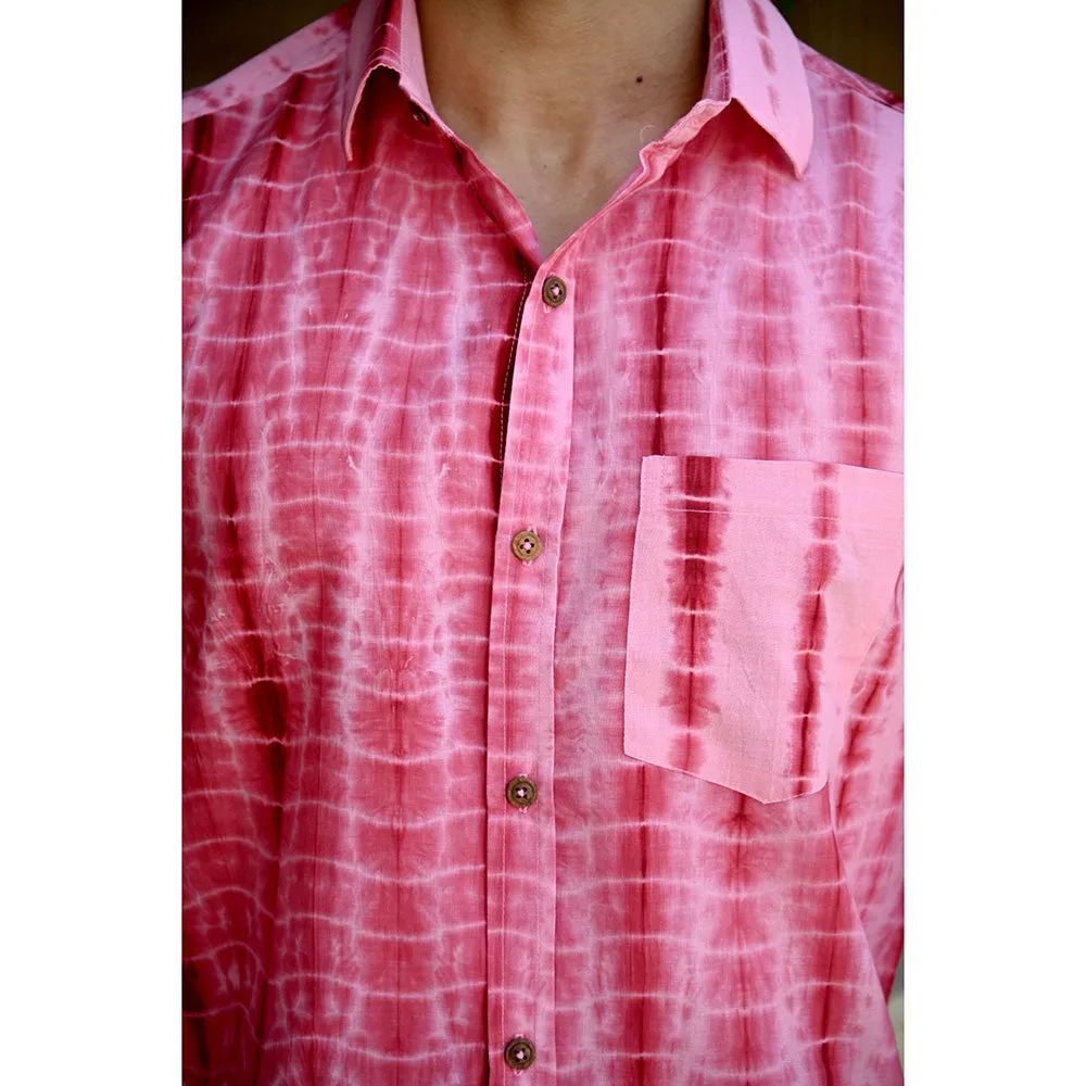 Hatheli Pink Hand Dyed Shibhori Cotton Shirt