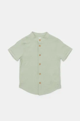 Infant Boys Olive Mandarin Henley Shirt
